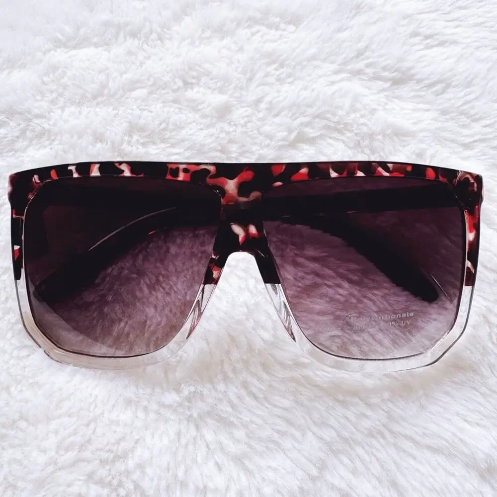 Kira Tortoise Brown & Clear Oversized Sunglasses